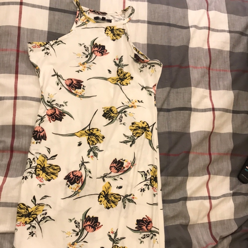 Knee length white floral dress